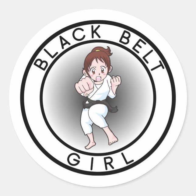 Adesivo Redondo Black Belt Girl (Frente)
