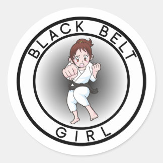 Adesivo Redondo Black Belt Girl
