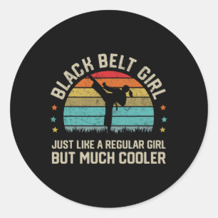 Adesivo Redondo Black Belt Girl Karate Jiu Jitsu Taekwondo Martial