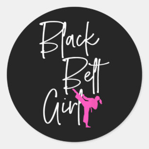 Adesivo Redondo Black Belt Girl Karate Jiu Jitsu Taekwondo Martial