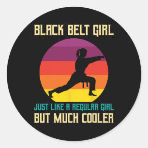 Adesivo Redondo Black Belt Promoção Funny Black Belt Karate Girls