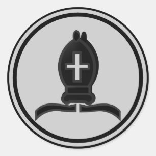 Adesivo Redondo Black Bishop Chess Piece