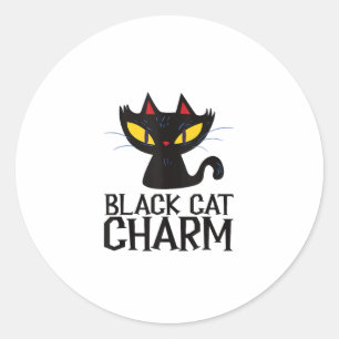 Adesivo Redondo Black Cat Charm Halloween