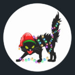 Adesivo Redondo Black Cat Christmas Light Classic Round Sticker<br><div class="desc">Artesanatos De Gato Preto Engraçados E Fornecimentos De Festas,  Luzes De Natal,  Arranjo De Gato,  Xmas Familiares Engraçados,  presente de Natal,  Suprimentos De Gato Para Espalhamento De Gato Coleção Clássica.</div>