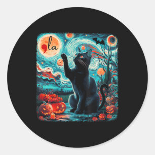Adesivo Redondo Black Cat Comma La Kamala Harris Halloween Starry