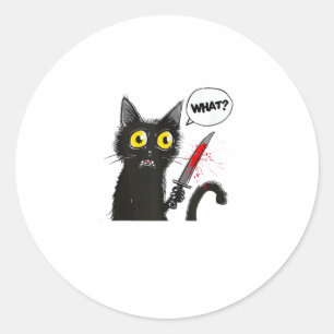 Adesivo Redondo Black Cat Halloween Costume Witchcraft Spy Web