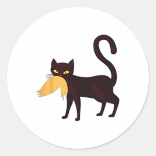 Adesivo Redondo Black Cat Kamala Harris com trump hair sarcastic