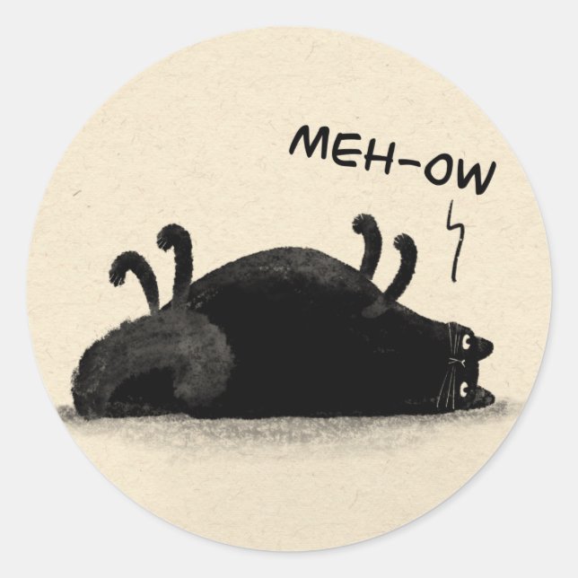 Adesivo Redondo Black Cat Meh-ow (Frente)