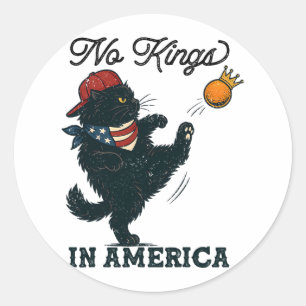 Adesivo Redondo Black Cat No Kings In America