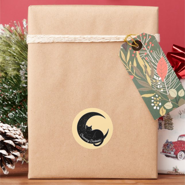 Adesivo Redondo Black Cat on the Crescent Moon: Charm of Darkness  (Feriado)