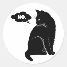 Adesivo Redondo Black Cat Says No - Funny Cat Lover Gift