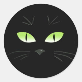 Adesivo Redondo Black Cat Spooky Face Halloween