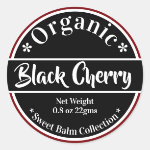 Adesivo Redondo Black Cherry Labels DIY Lip Gloss Bath Body Gifs