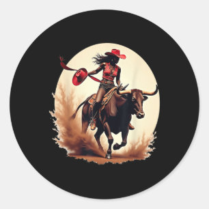 Adesivo Redondo Black Cowgirl Texas Western Rodeo Melanin Black Hi
