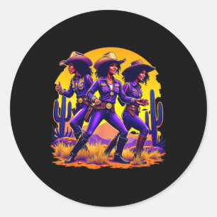 Adesivo Redondo Black Cowgirl Texas Western Rodeo Melanin Black Hi