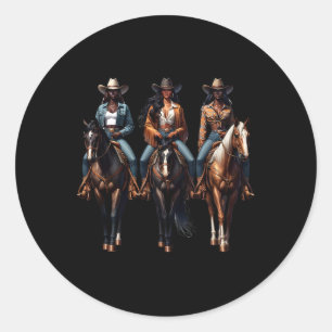 Adesivo Redondo Black Cowgirl Western Rodeo Melanin