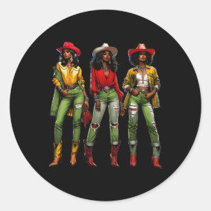 Adesivo Redondo Black Cowgirl Western Rodeo Melanin