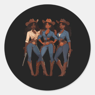 Adesivo Redondo Black Cowgirl Western Rodeo Melanin