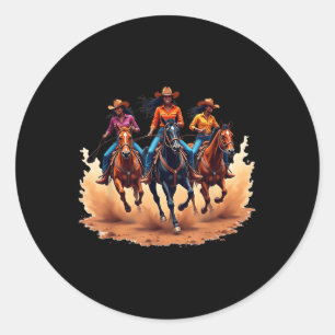 Adesivo Redondo Black Cowgirl Western Rodeo Melanin