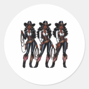 Adesivo Redondo Black Cowgirl Western Rodeo Melanin