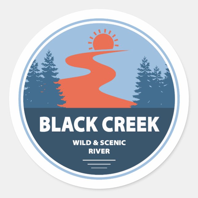 Adesivo Redondo Black Creek Wild E Scencence River Mississippi (Frente)