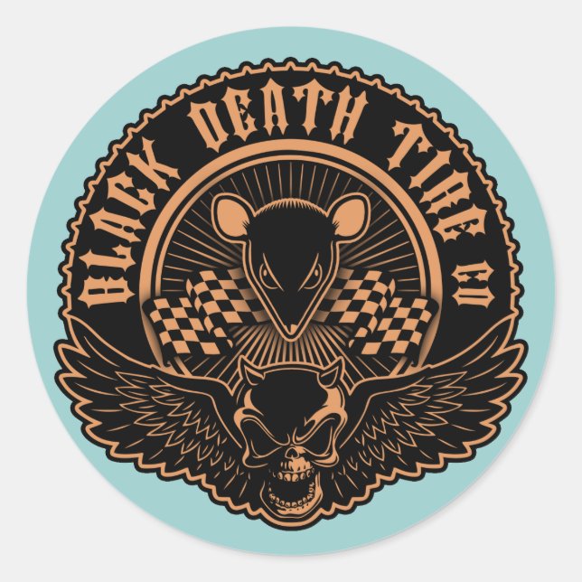 Adesivo Redondo Black Death Tire Co. -Ou (Frente)