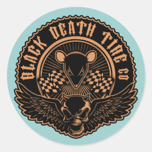 Adesivo Redondo Black Death Tire Co. -Ou