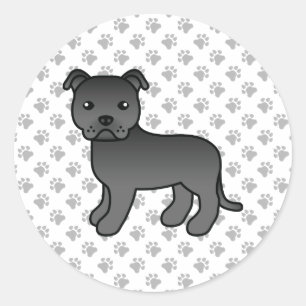 Adesivo Redondo Black English Staffordshire Bull Terrier Dog