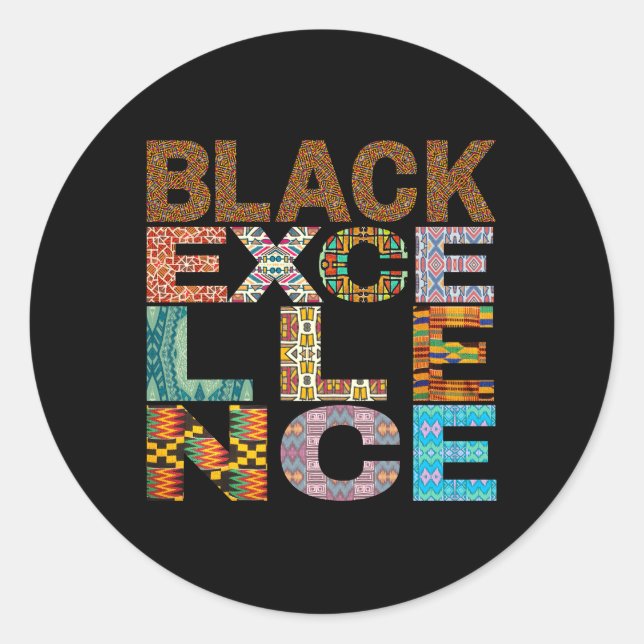 Adesivo Redondo Black Excellence Kente Pattern (Frente)