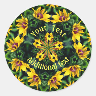 Adesivo Redondo Black Eyed Susan Abstrato Art Personalizada