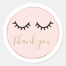 Adesivo Redondo Black Eyelashes Rosa cor-de-rosa Dourada Obrigado