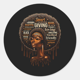 Adesivo Redondo Black Girl I Am Black History Month Pride Melanin