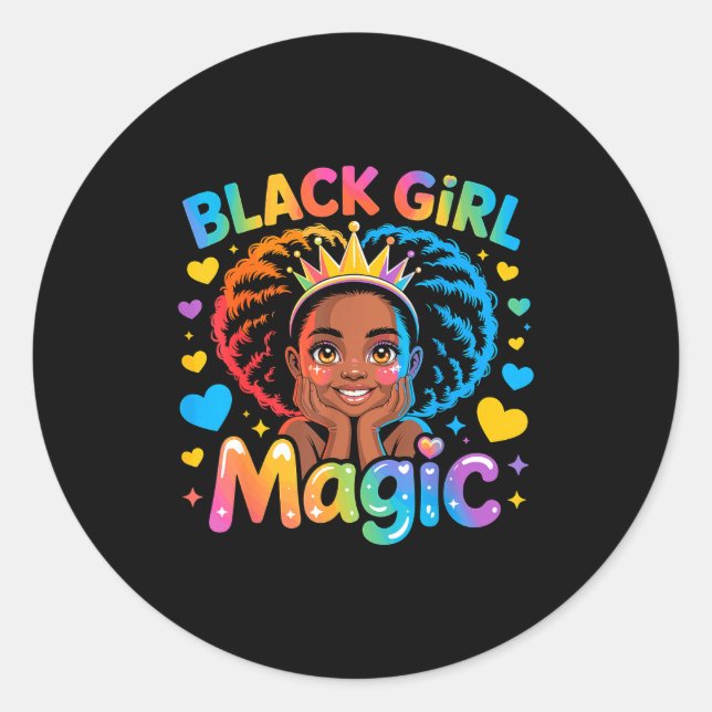 Adesivo Redondo Black Girl Magic African Girl Hbcu  (Frente)