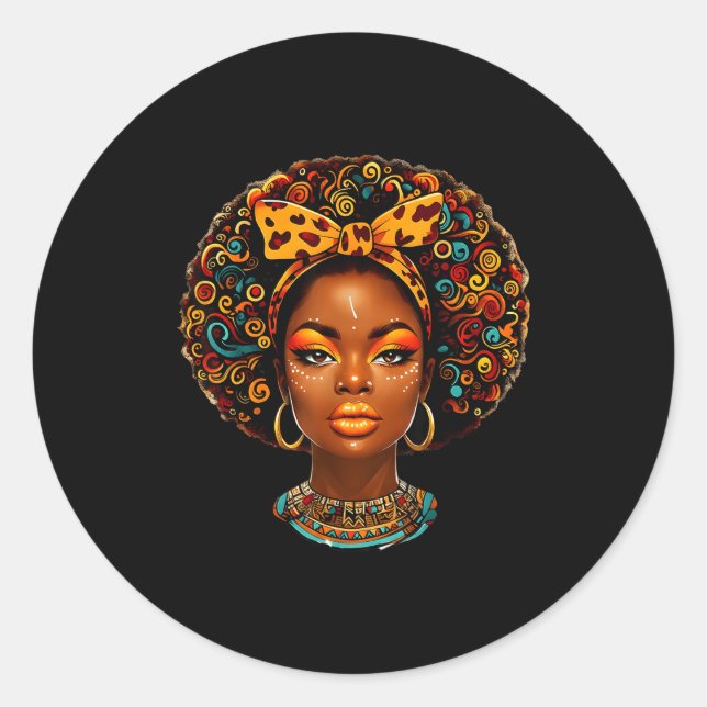 Adesivo Redondo Black Girl Magic Afro Melanin Queen African Americ (Frente)