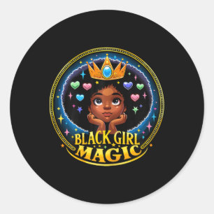 Adesivo Redondo Black Girl Magic Melanin Poppin Junteécimo