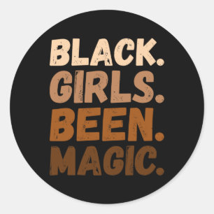 Adesivo Redondo Black Girls Bebeu Magic Melanin African American A