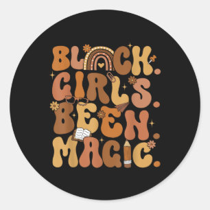 Adesivo Redondo Black Girls Bebeu Magic Melanin African American H