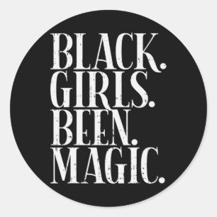 Adesivo Redondo Black Girls Bebeu Magic Melanin African American H