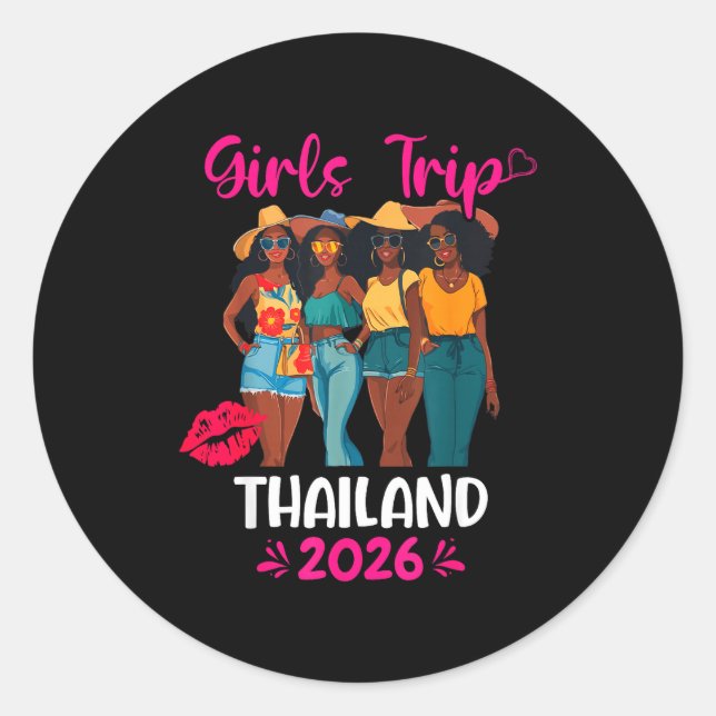 Adesivo Redondo Black Girls Trip Thailand 2026 Vacation Matching  (Frente)