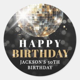 Adesivo Redondo Black Gold 50th Birthday