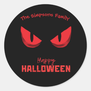 Adesivo Redondo Black Happy Halloween Assusta Olhos Vermelhos