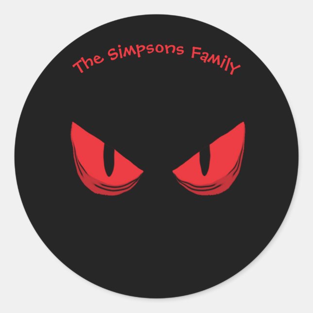 Adesivo Redondo Black Happy Halloween Assusta Olhos Vermelhos Assu (Frente)