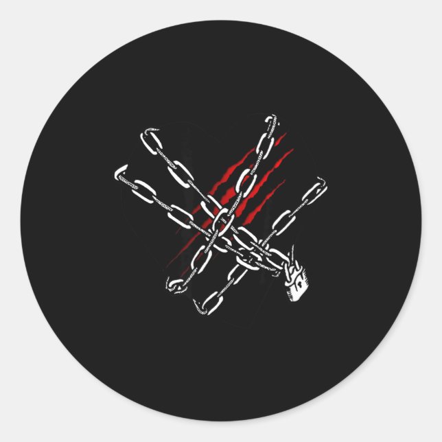 Adesivo Redondo Black Heart Red Chains Cool Gothic Valentine's Day (Frente)