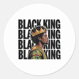 Adesivo Redondo Black History Black King Pai Afro Melanin Men