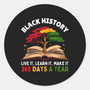 Adesivo Redondo Black History Mês Ao Vivo Aprende-O A Ficar 365 D