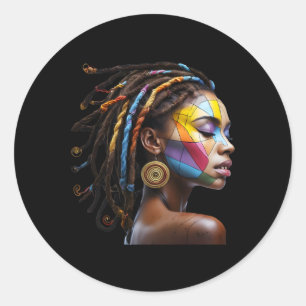 Adesivo Redondo Black History Mês de Arte Preta de Cabelo