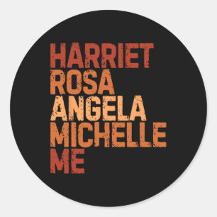 Adesivo Redondo Black History Mont Harriet Rosa Angela Michelle M