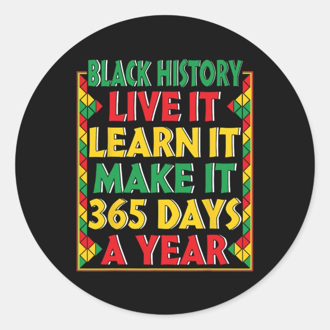 Adesivo Redondo Black History Month ao Vivo Aprende A Afro-Ameri (Frente)