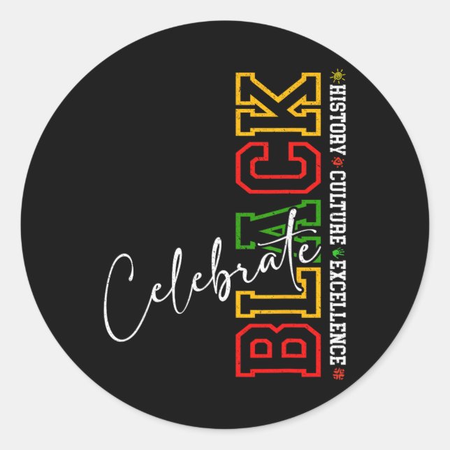 Adesivo Redondo Black History Month Believe Achieve Succeed Melani (Frente)