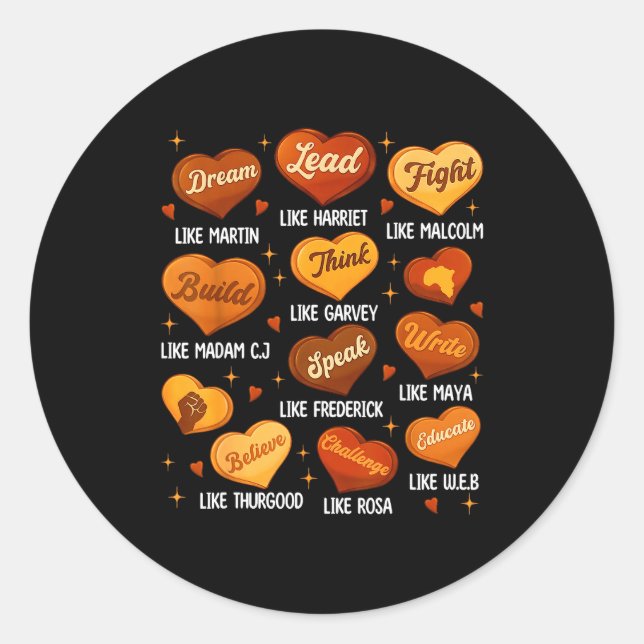 Adesivo Redondo Black History Month Black Leaders African American (Frente)